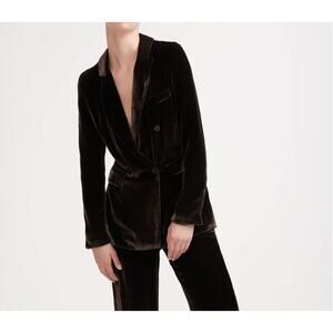 Sleeping With Jacques Blazer 4 Jane Bond Silk Velvet Double Breasted Chocolate